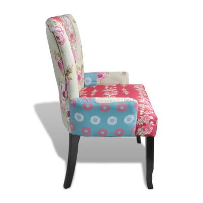 vidaXL fransk stol med patchworkdesign stof