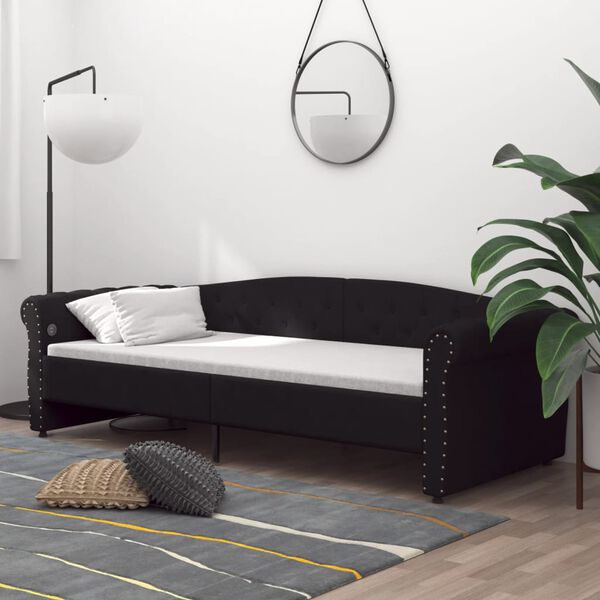 vidaXL daybed med madras og USB 90x200 cm stof sort