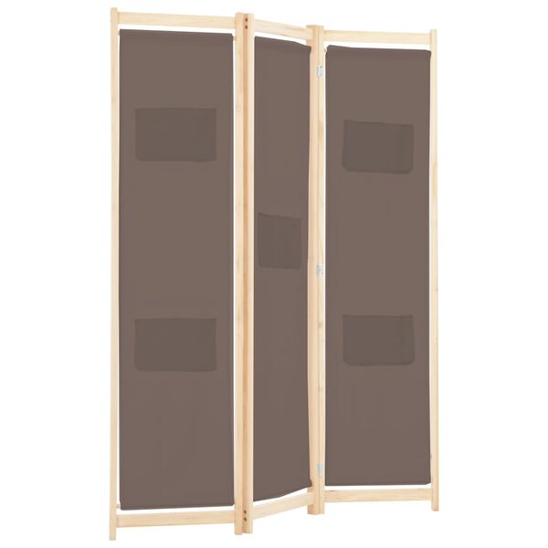 vidaXL 3-panels rumdeler 120 x 170 x 4 cm stof brun