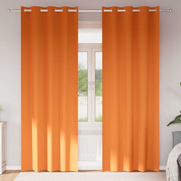 vidaXL Mørklægningsgardiner med ringe 2 pcs Lys Orange 260 x 140 cm