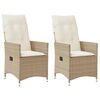 vidaXL havestole 2 stk. med l&aelig;nefunktion og hynder polyrattan beige