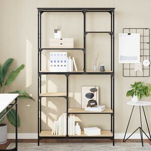 vidaXL bogreol 99x35,5x176 cm konstrueret tr&aelig; og jern sonoma-eg
