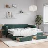 vidaXL daybed med udtræk og skuffer 90x200 cm velour mørkegrøn