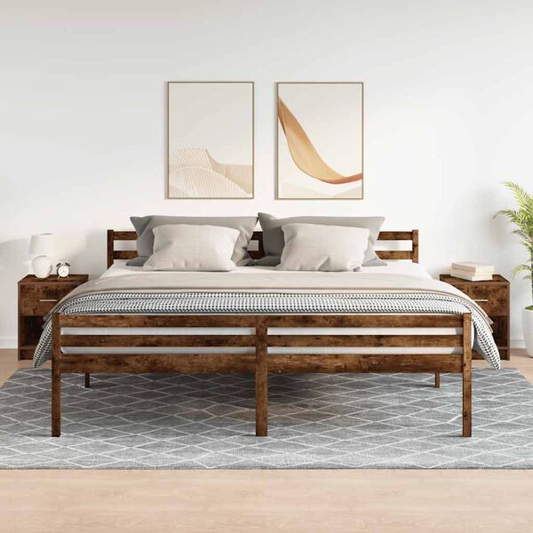 vidaXL sengeborde 2 stk. med skuffe 40x34x50 cm r&oslash;get egetr&aelig;sfarve