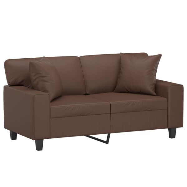 vidaXL 2-personers sofa med puder og hynder 120 cm kunstl&aelig;der brun