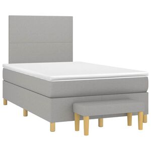 vidaXL kontinentalseng med madras 120x190 cm stof lysegr&aring;