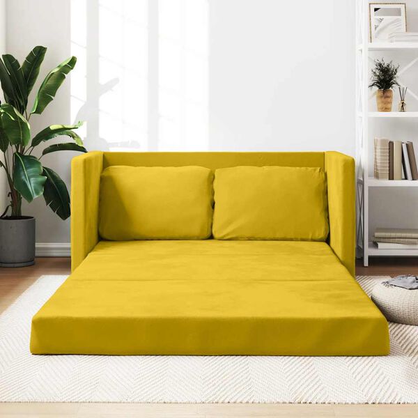 vidaXL 2-i-1 sovesofa 122x204x55 cm velour m&oslash;rkegul