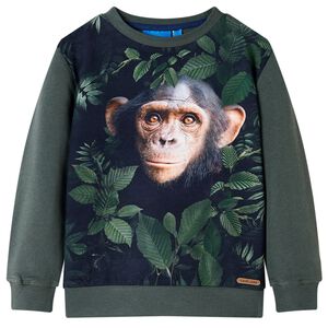 Sweatshirt til børn str. 92 mørk kakifarve