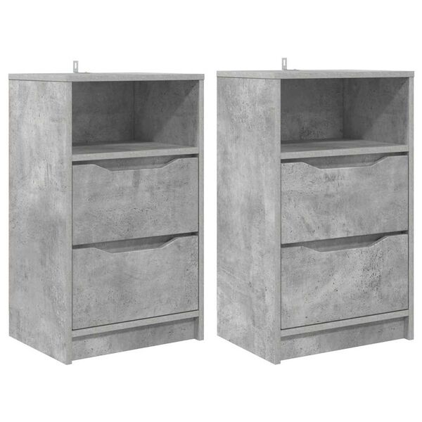vidaXL Sengeborde 2 pcs Beton Gr&aring; 40 x 30 x 467 cm Konstrueret tr&aelig;