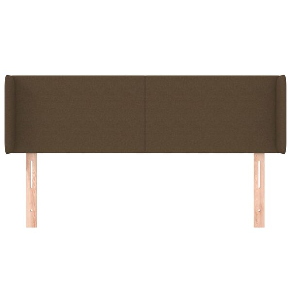 vidaXL sengegavl med kanter 147x16x78/88 cm stof mørkebrun
