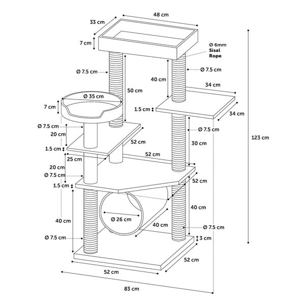 FLAMINGO kradsetr&aelig; Granda 83x73x123 cm gr&aring;