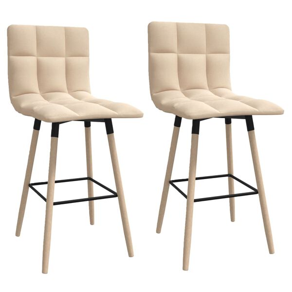 vidaXL barstole 2 stk. stof cremefarvet
