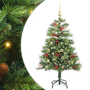 vidaXL Kunstigt juletr&aelig; med LED -strimmellys Gr&oslash;n 150 cm PVC og metal