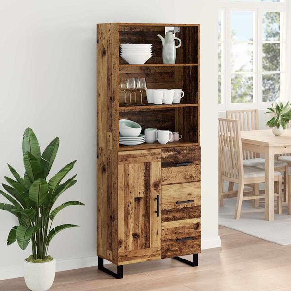 vidaXL Highboard Gammelt tr&aelig; 69,5 x 34 x 180 cm Konstrueret tr&aelig;