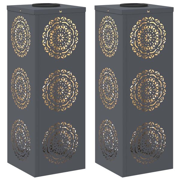 vidaXL Solar LED sti lys 2 pcs Antracit Koldvalset St&aring;l