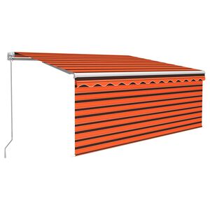 vidaXL markise m. gardin + LED 3,5x2,5 m manuel betjening orange/brun