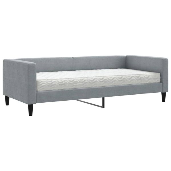 vidaXL daybed med madras 90x200 cm stof lysegrå