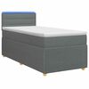vidaXL Box Spring Seng med Madras og LED M&oslash;rkegr&aring; 90 x 190 cm Stof