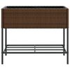 vidaXL plantekasser 2 stk. med hylde 90x40x75 cm polyrattan brun