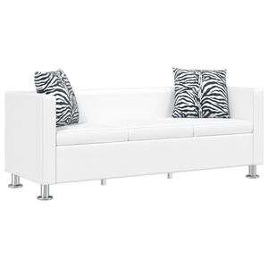vidaXL sofa 3-pers. kunstlæder hvid