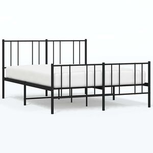 vidaXL sengeramme med sengegavl og fodg&aelig;rde 135x190 cm metal sort