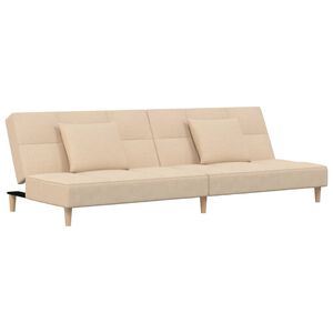 vidaXL 2-personers sovesofa med 2 puder stof cremefarvet