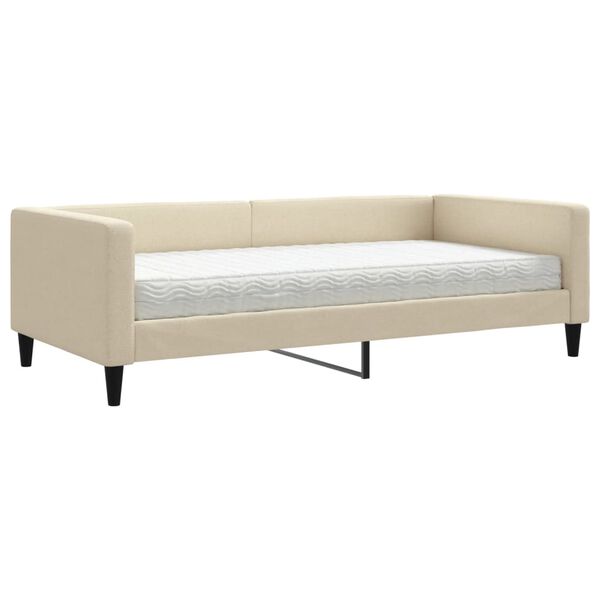 vidaXL daybed med madras 100x200 cm stof cremefarvet