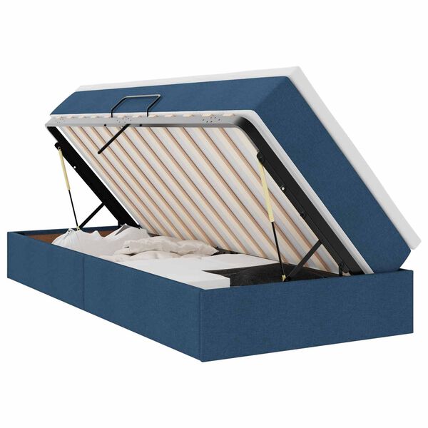 vidaXL Seng med opbevaring og madras Bl&aring; 100 x 200 cm Polyester