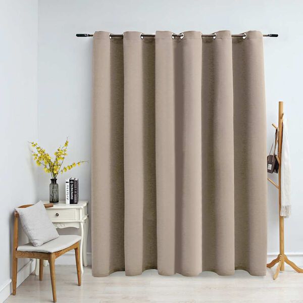 vidaXL m&oslash;rkl&aelig;gningsgardin med metalringe 290 x 245 cm beige