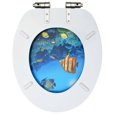 vidaXL toiletsæder med soft close-låg 2 stk. MDF havbundsdesign