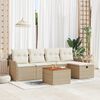 vidaXL Havesofa S&aelig;t med pude med opbevaring 6 pcs Beige polyrattan