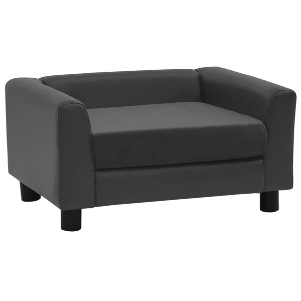 vidaXL hundesofa 60x43x30 cm med skumpude plys og kunstl&aelig;der m&oslash;rkegr&aring;