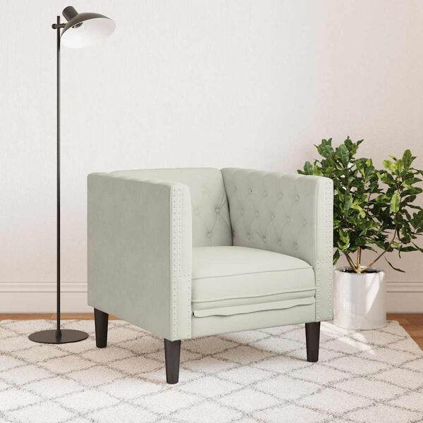 vidaXL Chesterfield-sofastol fløjl cremefarvet