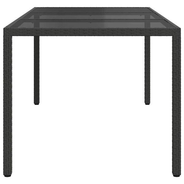 vidaXL havebord 190x90x75 cm h&aelig;rdet glas og polyrattan sort
