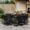 vidaXL spisebordss&aelig;t til haven 9 dele med hynder polyrattan sort