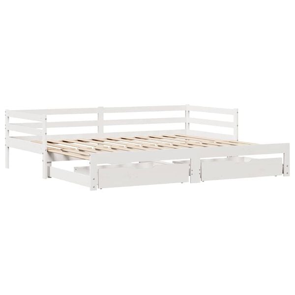 vidaXL daybed med udtr&aelig;k og skuffer uden madras 80x200 cm hvid