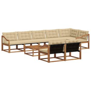 vidaXL Udend&oslash;rs sofagruppe med pude 9 pcs Naturlig og Beige