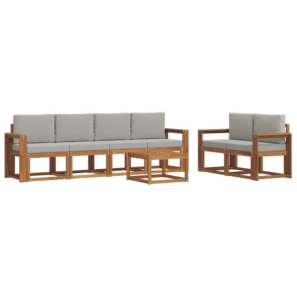 vidaXL Udend&oslash;rs sofagruppe 7 pcs Naturlig og Lys Gr&aring; Massivt Akacietr&aelig;