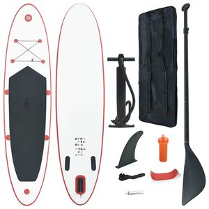 vidaXL Stand Up Paddle Board-s&aelig;t SUP surfbr&aelig;t oppustelig r&oslash;d og hvid