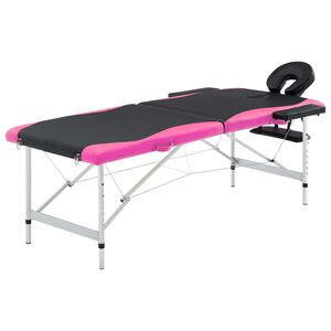 vidaXL sammenfoldeligt massagebord aluminiumsstel 2 zoner sort lyser&oslash;d