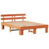 vidaXL Sengestel med hovedg&aelig;rde Voks brun 140 x 200 cm Massiv fyrretr&aelig;