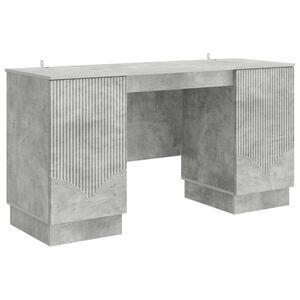 vidaXL Bord med hylde Betongr&aring; 142,5 x 50 x 75 cm Konstrueret tr&aelig;
