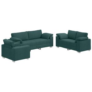 vidaXL Sofa 3 pcs M&oslash;rkegr&oslash;n Linned-blandet stof