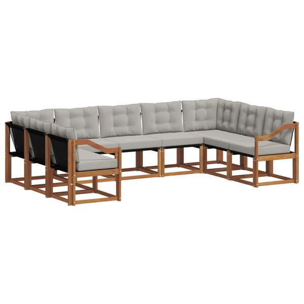 vidaXL Udend&oslash;rs sofagruppe 9 pcs Naturlig og Lys Gr&aring; Massivt Akacietr&aelig;