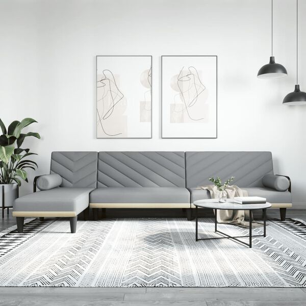 vidaXL L-formet sovesofa 260x140x70 cm stof lysegr&aring;