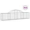 vidaXL buede gabionkurve 14 stk. 200x30x40/60 cm galvaniseret jern