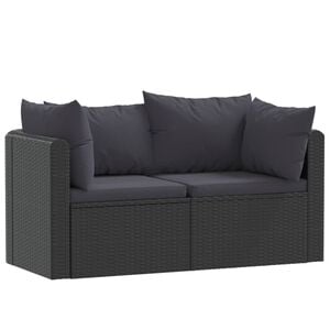 vidaXL havesofas&aelig;t 2 dele med hynder polyrattan sort