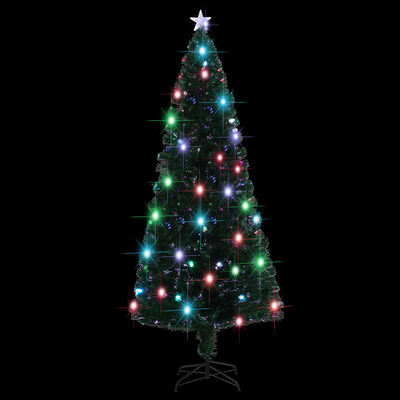 vidaXL juletræ med juletræsfod og lys 210 cm fiberoptisk