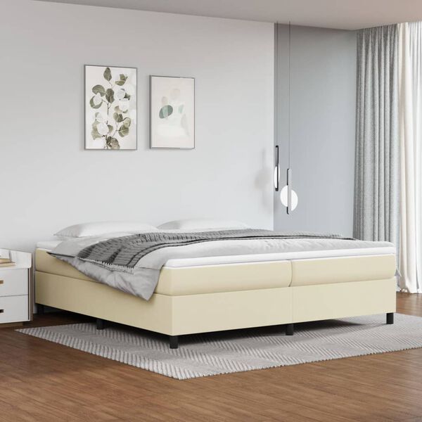 vidaXL Boxspring sengeramme 200x200 cm kunstl&aelig;der cremefarvet