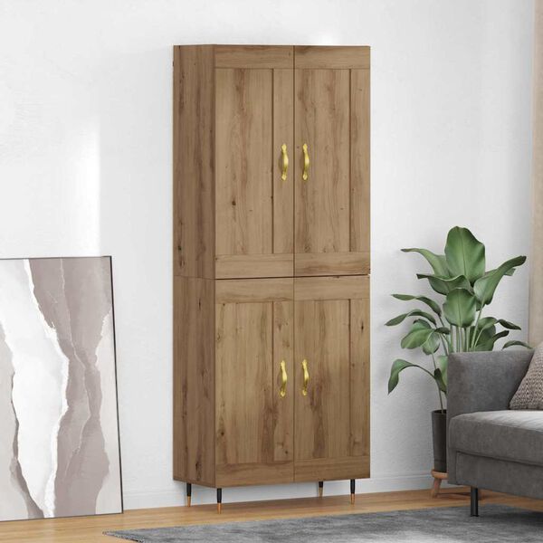 vidaXL Highboard Artisan Egetr&aelig; 69,5 x 34 x 90 cm Konstrueret tr&aelig;
